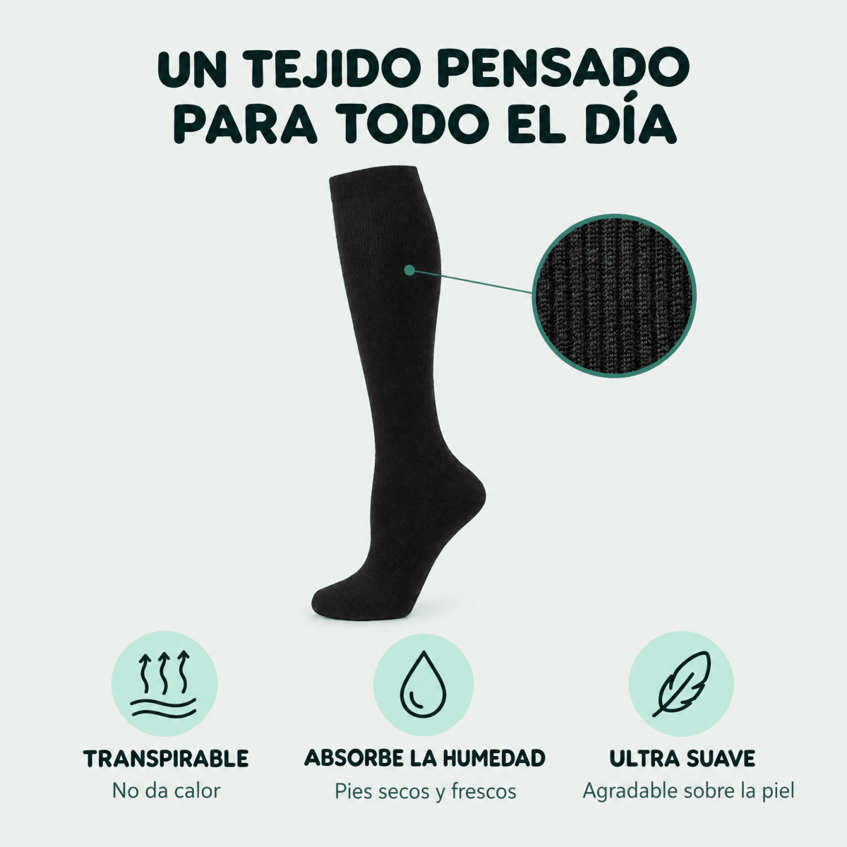 Tejido transpirable, absorbe la humedad y ultra suave